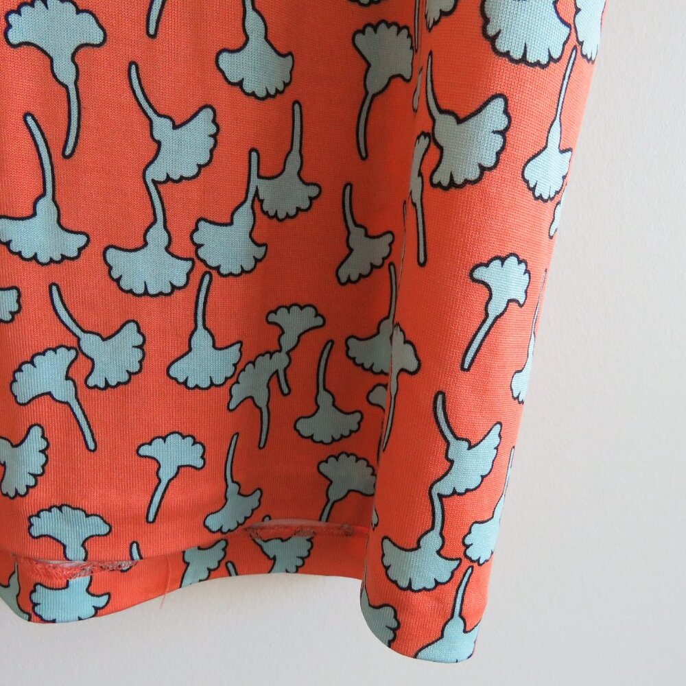 DIANE VON FURSTENBERG Reina 100% Silk Gingko Print Soft Orange Shift Dress Sz 4 - Picture 13 of 15